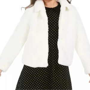 Epic Threads Girls Cream Faux Fur Button Down Jacket